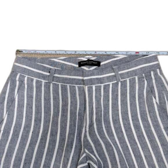 Banana Republic Grey Striped Linen Mid Rise Avery Ankle Length Pants Sz 0 EUC - Picture 6 of 8